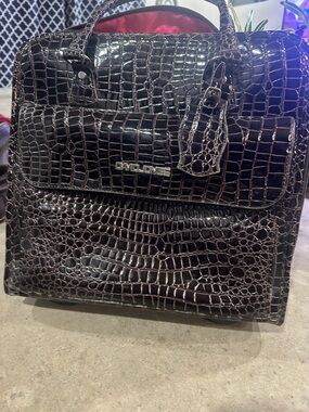 Men’s Croc-Embossed Leather Carry on Dark Brown